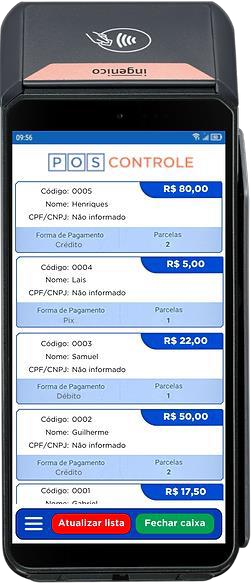 POS DiscoverPay com lista de boletos